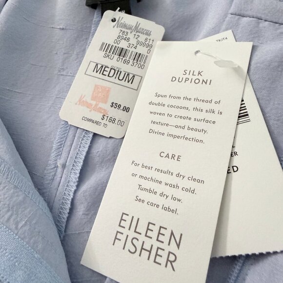 Eileen Fisher Silk Dupioni Cropped Trousers – Morning Glory Blue – Size M – NWT - Picture 3 of 6